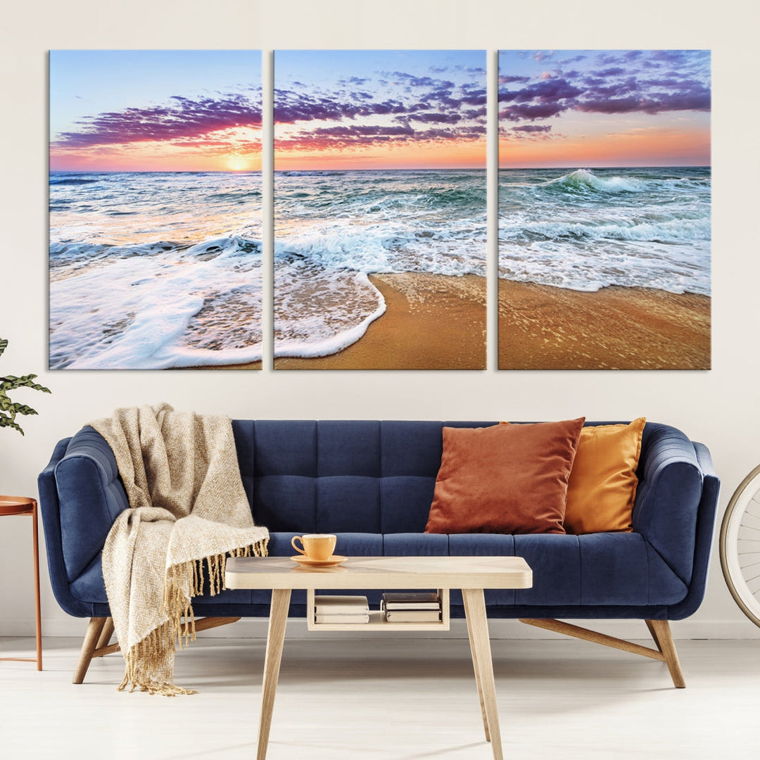 Ocean Beach Canvas Wall Art Beach Canvas Artwork Print for Living Room Home Office Decor, Beach Wall Art, Sea Wall Art