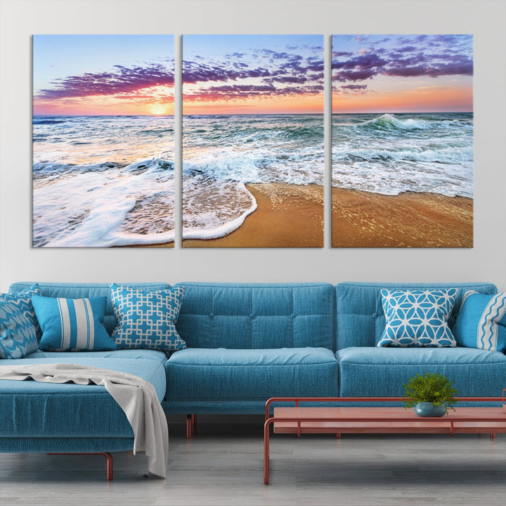 Ocean Beach Canvas Wall Art Beach Canvas Artwork Print for Living Room Home Office Decor, Beach Wall Art, Sea Wall Art