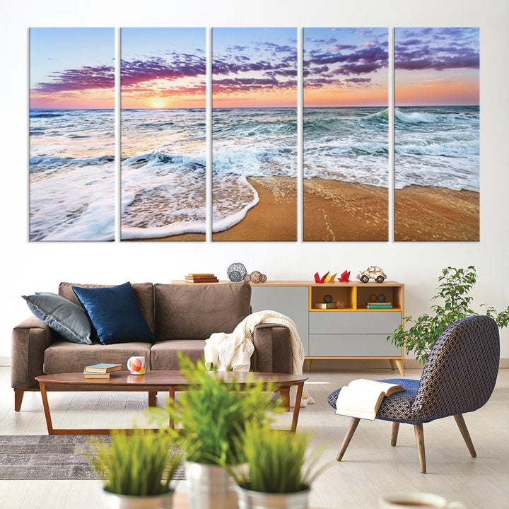 Ocean Beach Canvas Wall Art Beach Canvas Artwork Print for Living Room Home Office Decor, Beach Wall Art, Sea Wall Art