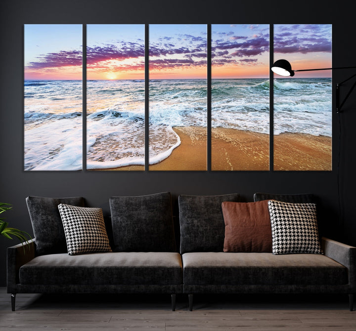 Ocean Beach Canvas Wall Art Beach Canvas Artwork Print for Living Room Home Office Decor, Beach Wall Art, Sea Wall Art