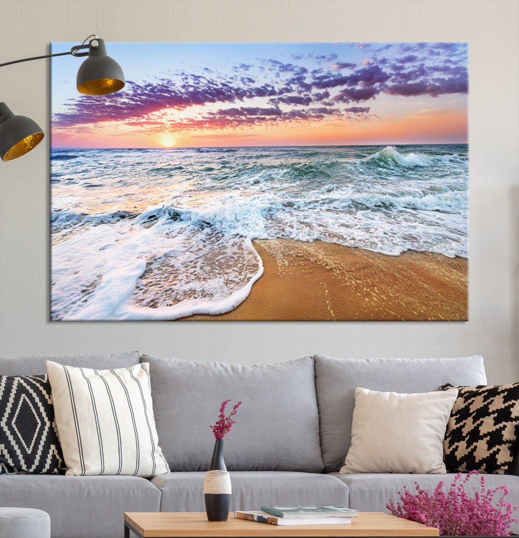 Ocean Beach Canvas Wall Art Beach Canvas Artwork Print for Living Room Home Office Decor, Beach Wall Art, Sea Wall Art