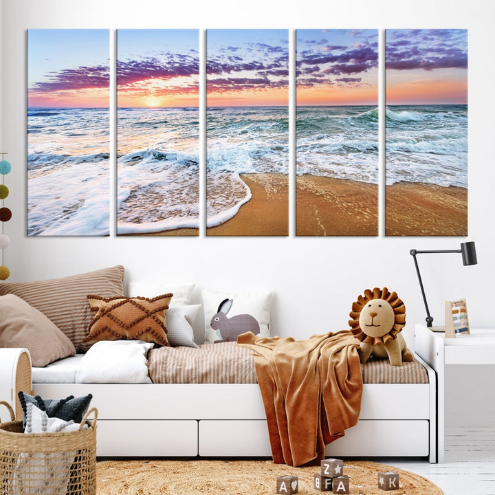 Ocean Beach Canvas Wall Art Beach Canvas Artwork Print for Living Room Home Office Decor, Beach Wall Art, Sea Wall Art