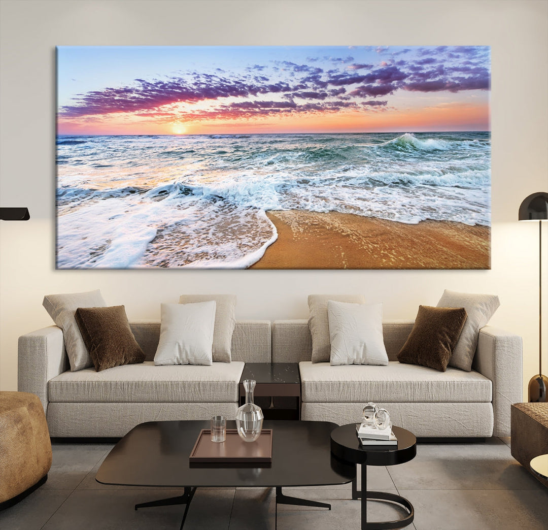 Ocean Beach Canvas Wall Art Beach Canvas Artwork Print for Living Room Home Office Decor, Beach Wall Art, Sea Wall Art