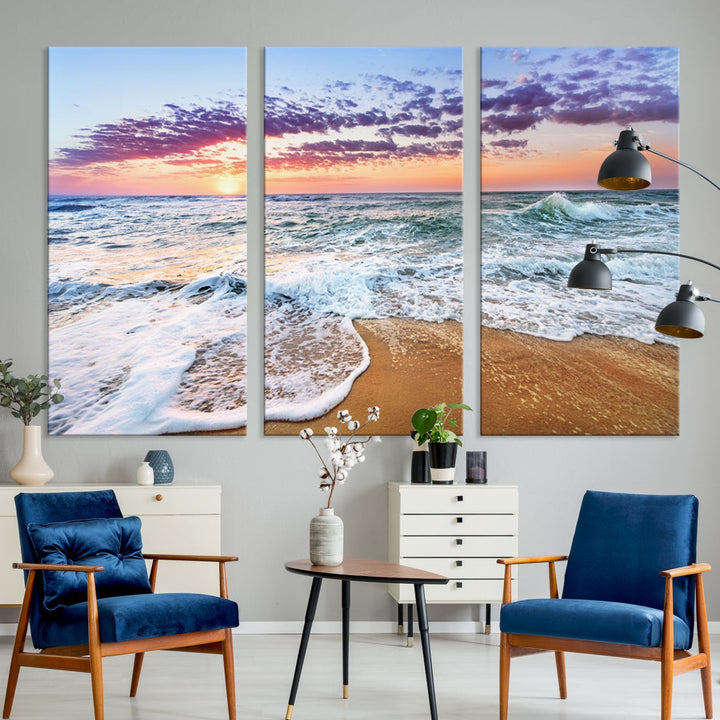 Ocean Beach Canvas Wall Art Beach Canvas Artwork Print for Living Room Home Office Decor, Beach Wall Art, Sea Wall Art