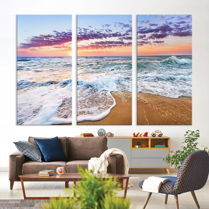 Ocean Beach Canvas Wall Art Beach Canvas Artwork Print for Living Room Home Office Decor, Beach Wall Art, Sea Wall Art