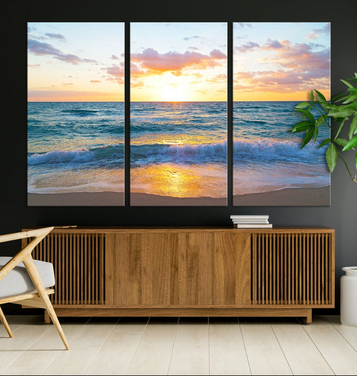 Ocean Beach Canvas Wall Art Beach Canvas, Coastal Artwork Print for Living Room Home Office Decor, Beach Wall Art, Sea