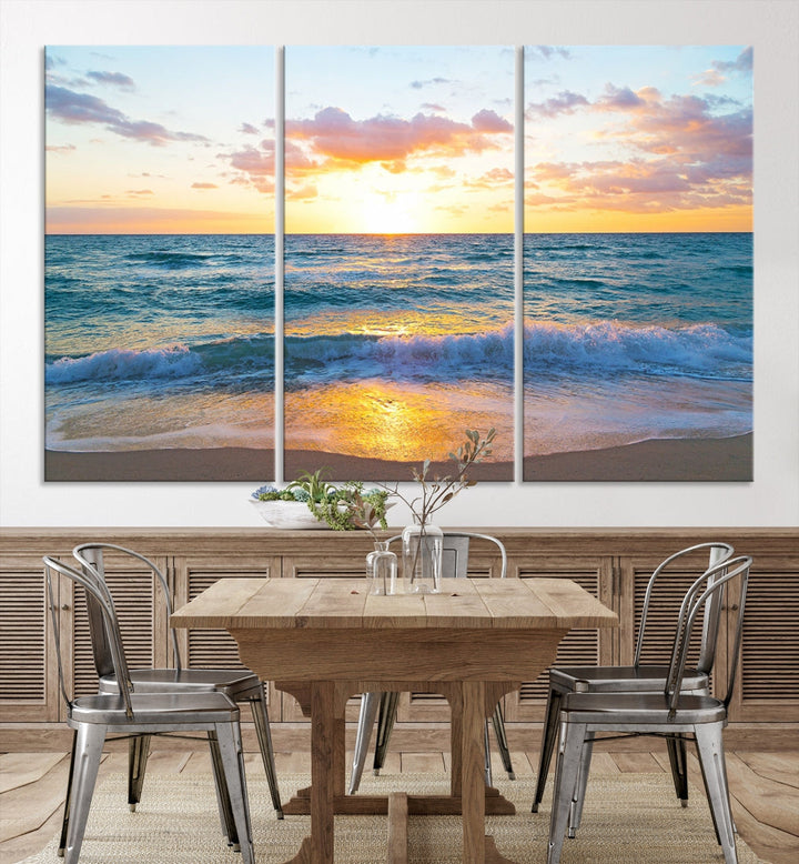 Ocean Beach Canvas Wall Art Beach Canvas, Coastal Artwork Print for Living Room Home Office Decor, Beach Wall Art, Sea