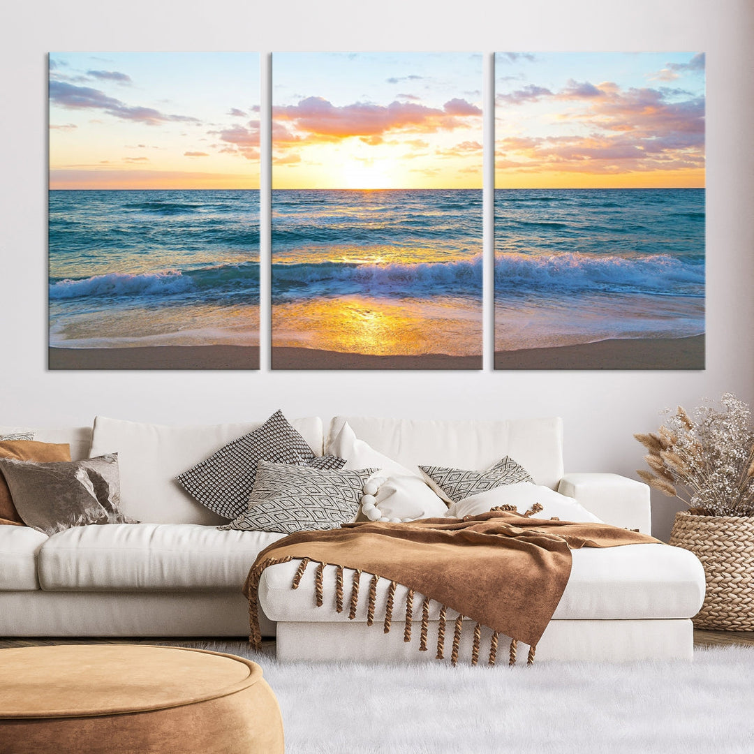 Ocean Beach Canvas Wall Art Beach Canvas, Coastal Artwork Print for Living Room Home Office Decor, Beach Wall Art, Sea