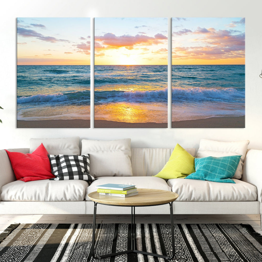 Ocean Beach Canvas Wall Art Beach Canvas, Coastal Artwork Print for Living Room Home Office Decor, Beach Wall Art, Sea