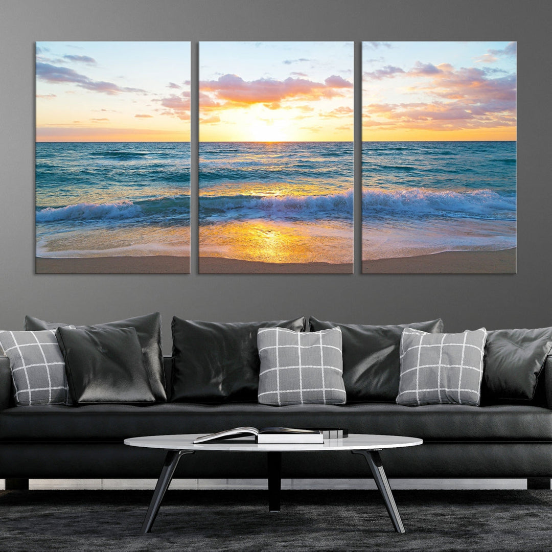 Ocean Beach Canvas Wall Art Beach Canvas, Coastal Artwork Print for Living Room Home Office Decor, Beach Wall Art, Sea