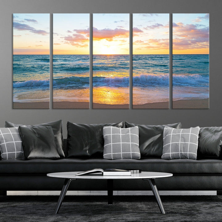 Ocean Beach Canvas Wall Art Beach Canvas, Coastal Artwork Print for Living Room Home Office Decor, Beach Wall Art, Sea