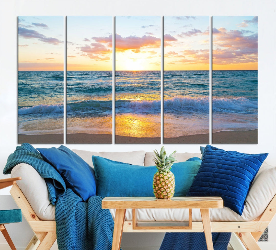 Ocean Beach Canvas Wall Art Beach Canvas, Coastal Artwork Print for Living Room Home Office Decor, Beach Wall Art, Sea