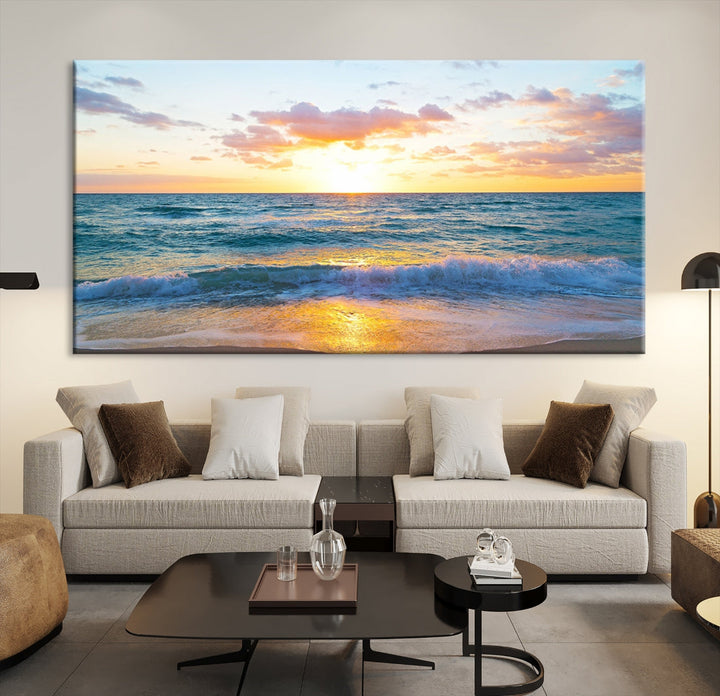 Ocean Beach Canvas Wall Art Beach Canvas, Coastal Artwork Print for Living Room Home Office Decor, Beach Wall Art, Sea