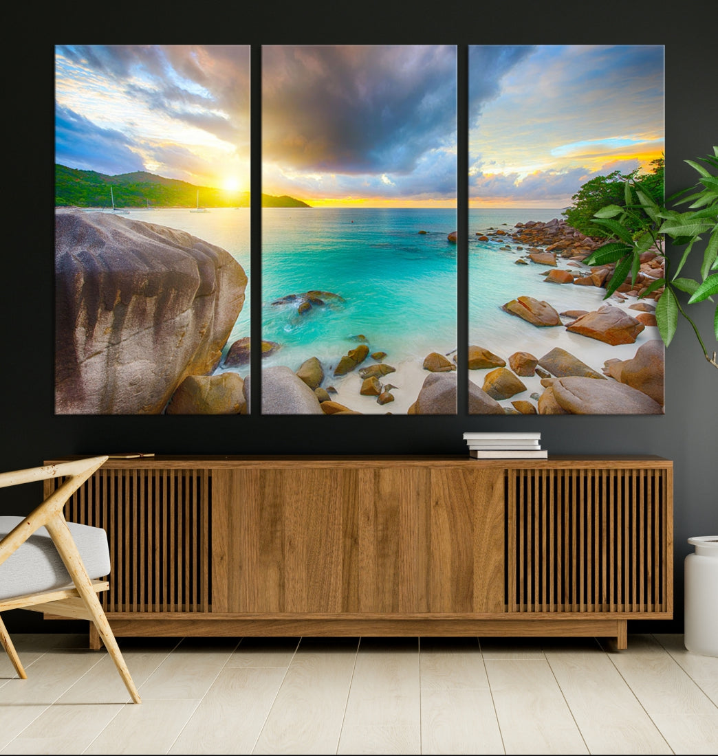 Ocean Beach Canvas Wall Art Beach Canvas, Coastal Sunset Tropical Island Beach