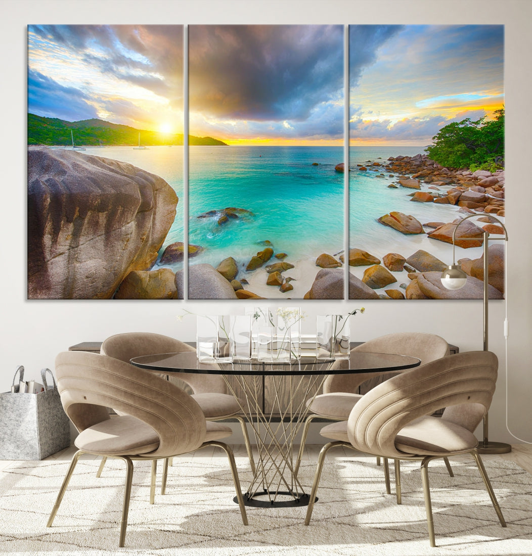 Ocean Beach Canvas Wall Art Beach Canvas, Coastal Sunset Tropical Island Beach