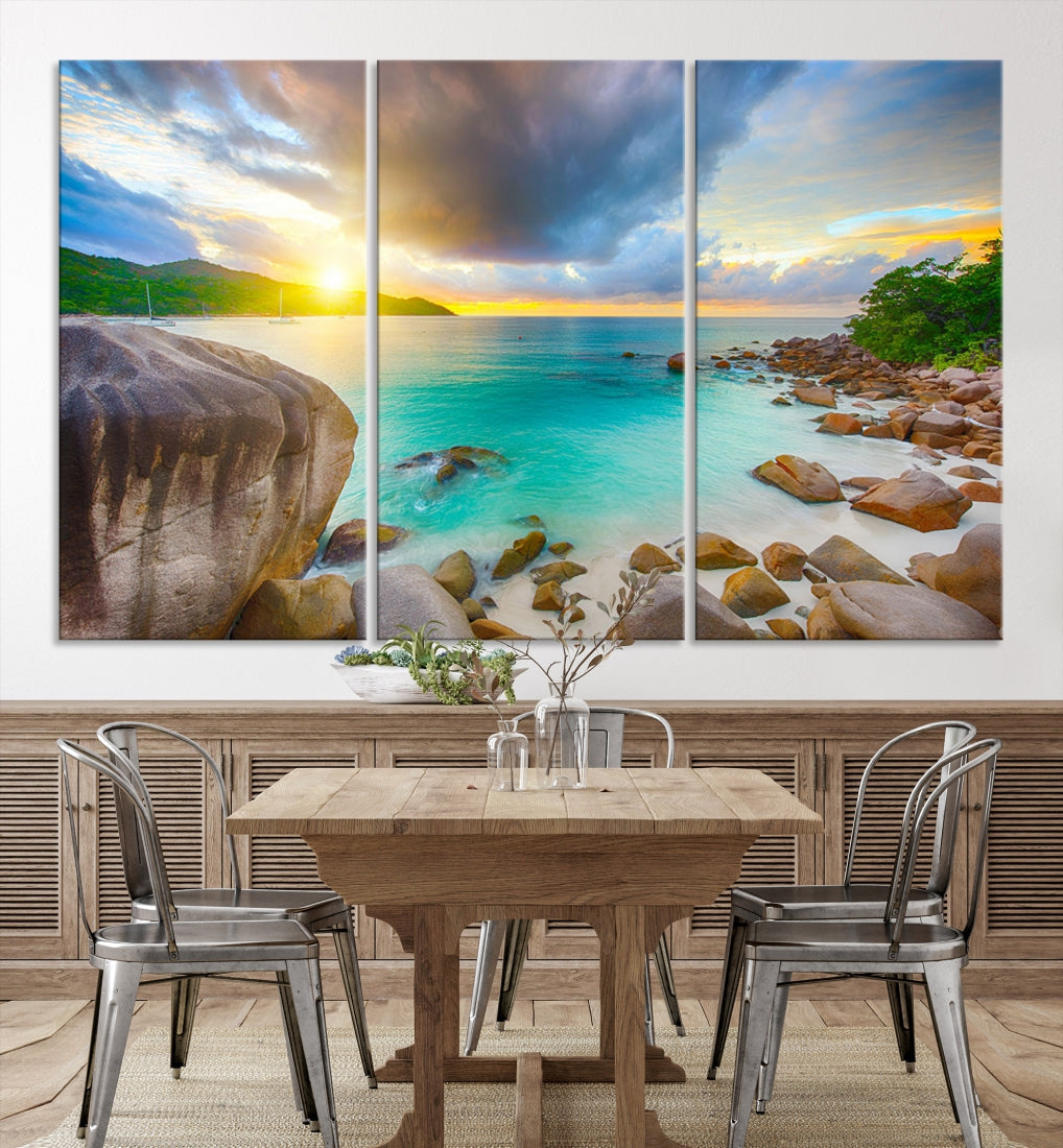 Ocean Beach Canvas Wall Art Beach Canvas, Coastal Sunset Tropical Island Beach