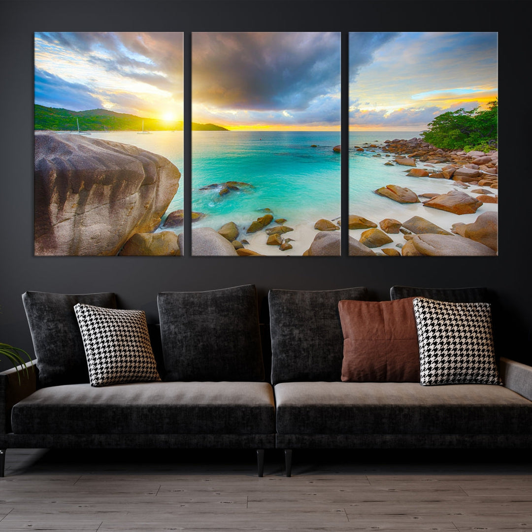 Ocean Beach Canvas Wall Art Beach Canvas, Coastal Sunset Tropical Island Beach