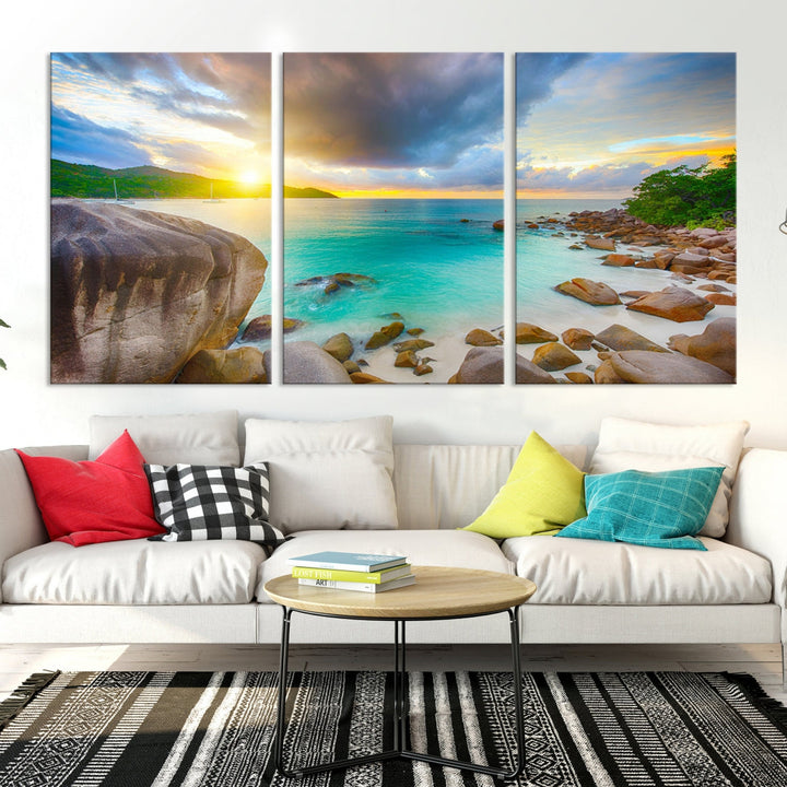 Ocean Beach Canvas Wall Art Beach Canvas, Coastal Sunset Tropical Island Beach