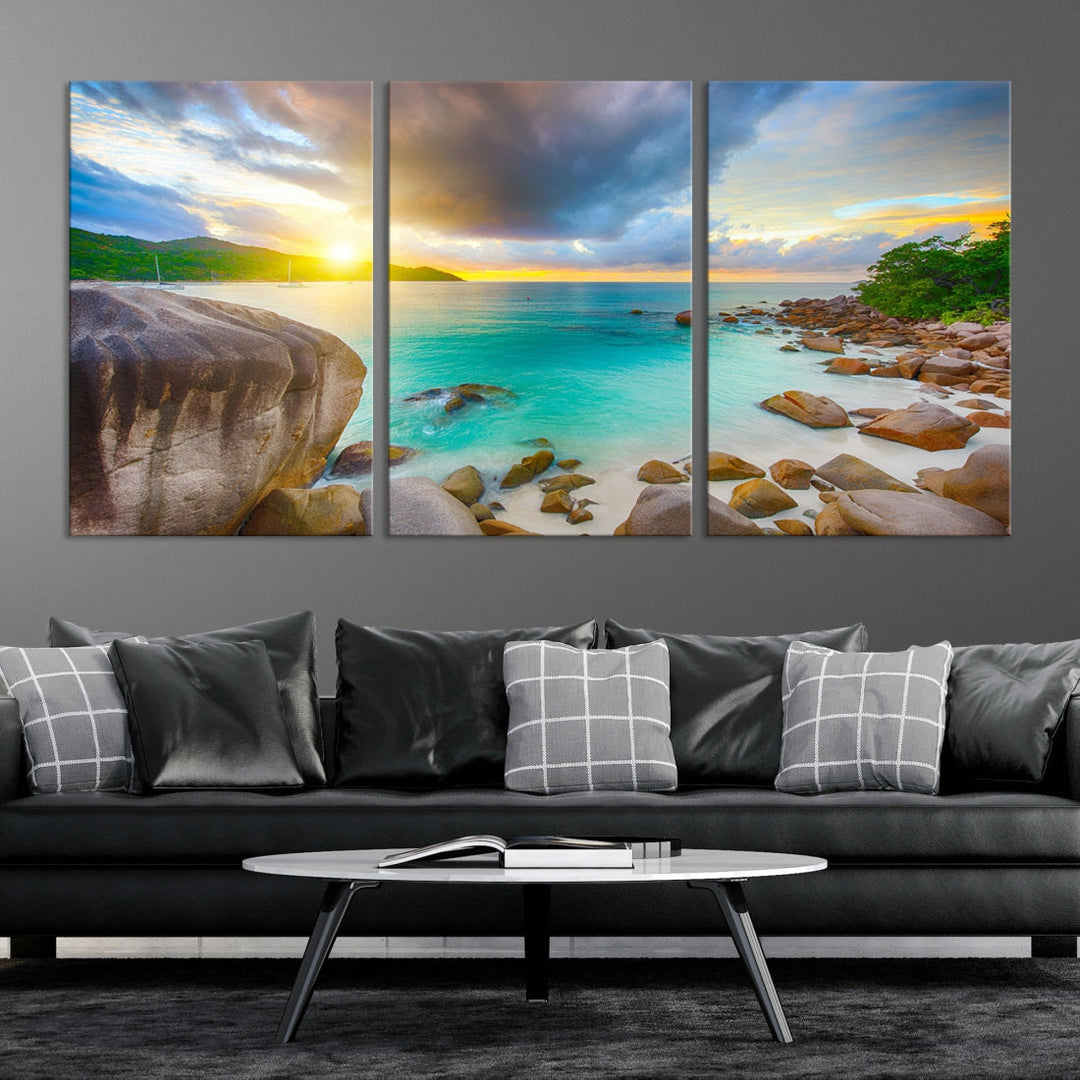 Ocean Beach Canvas Wall Art Beach Canvas, Coastal Sunset Tropical Island Beach