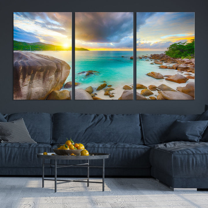 Ocean Beach Canvas Wall Art Beach Canvas, Coastal Sunset Tropical Island Beach