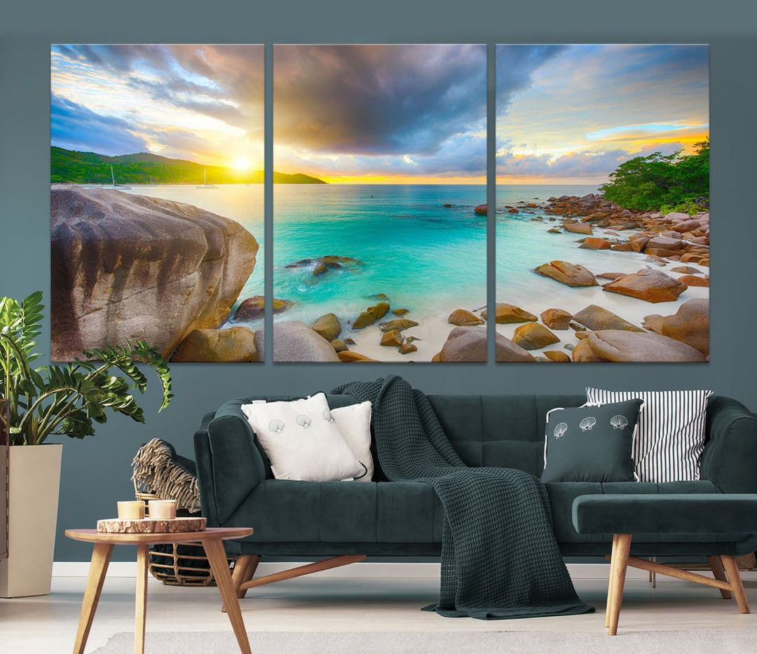 Ocean Beach Canvas Wall Art Beach Canvas, Coastal Sunset Tropical Island Beach