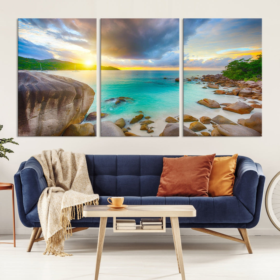 Ocean Beach Canvas Wall Art Beach Canvas, Coastal Sunset Tropical Island Beach