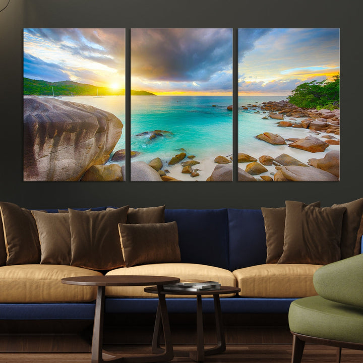 Ocean Beach Canvas Wall Art Beach Canvas, Coastal Sunset Tropical Island Beach