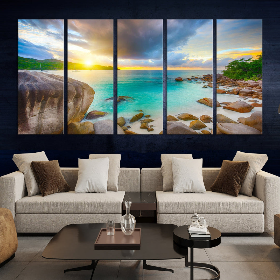 Ocean Beach Canvas Wall Art Beach Canvas, Coastal Sunset Tropical Island Beach