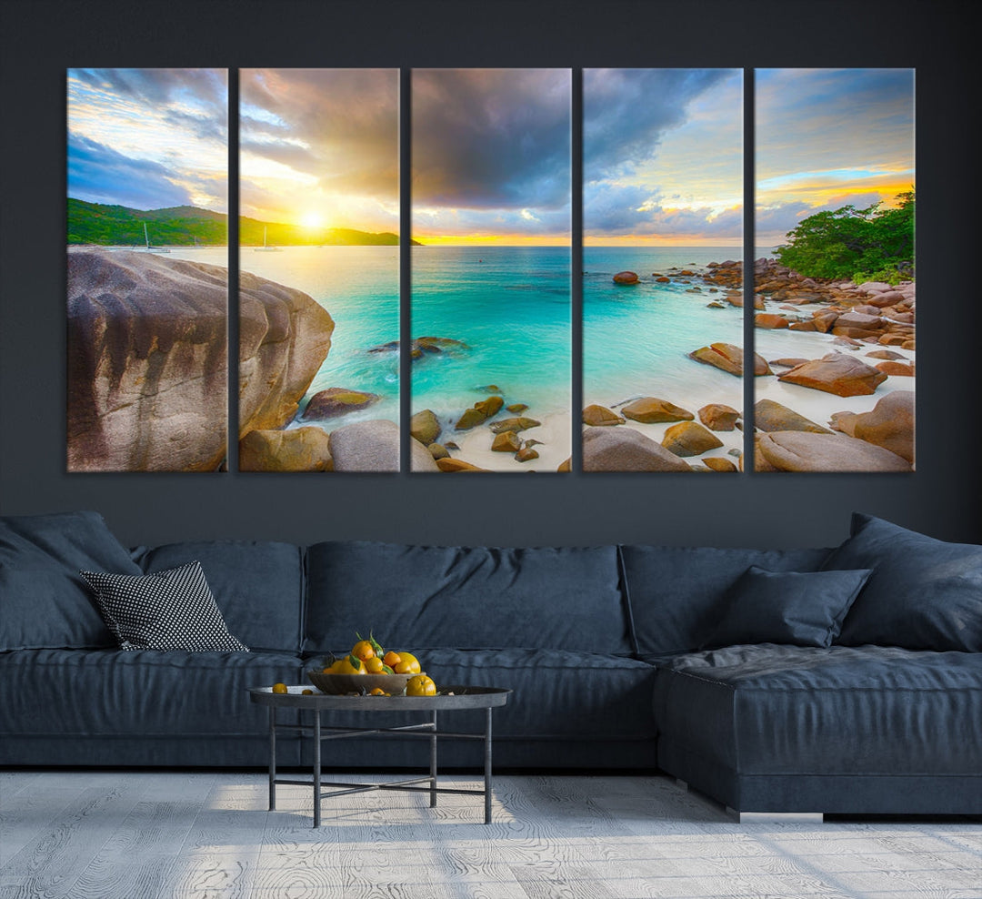 Ocean Beach Canvas Wall Art Beach Canvas, Coastal Sunset Tropical Island Beach