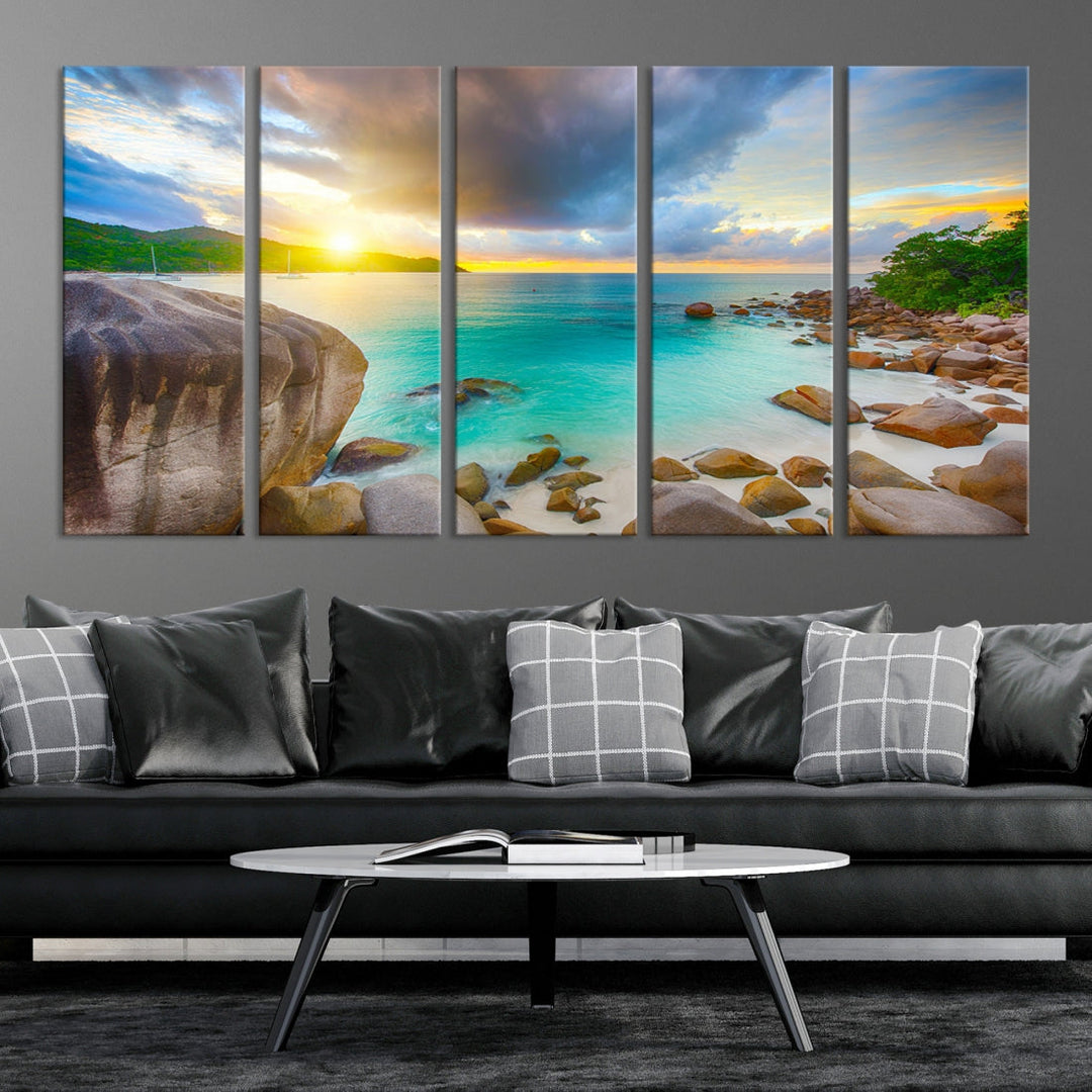 Ocean Beach Canvas Wall Art Beach Canvas, Coastal Sunset Tropical Island Beach