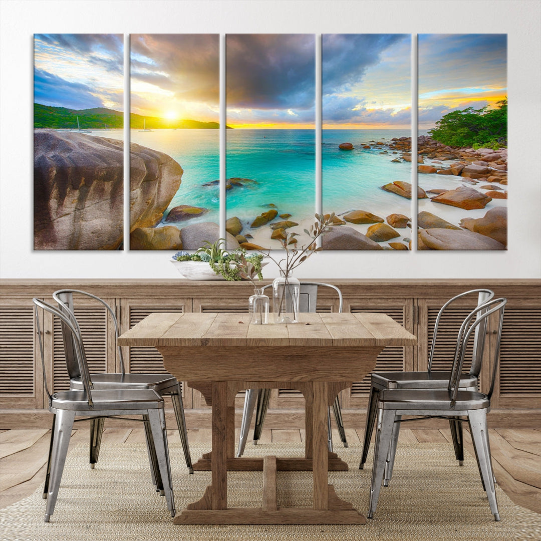 Ocean Beach Canvas Wall Art Beach Canvas, Coastal Sunset Tropical Island Beach