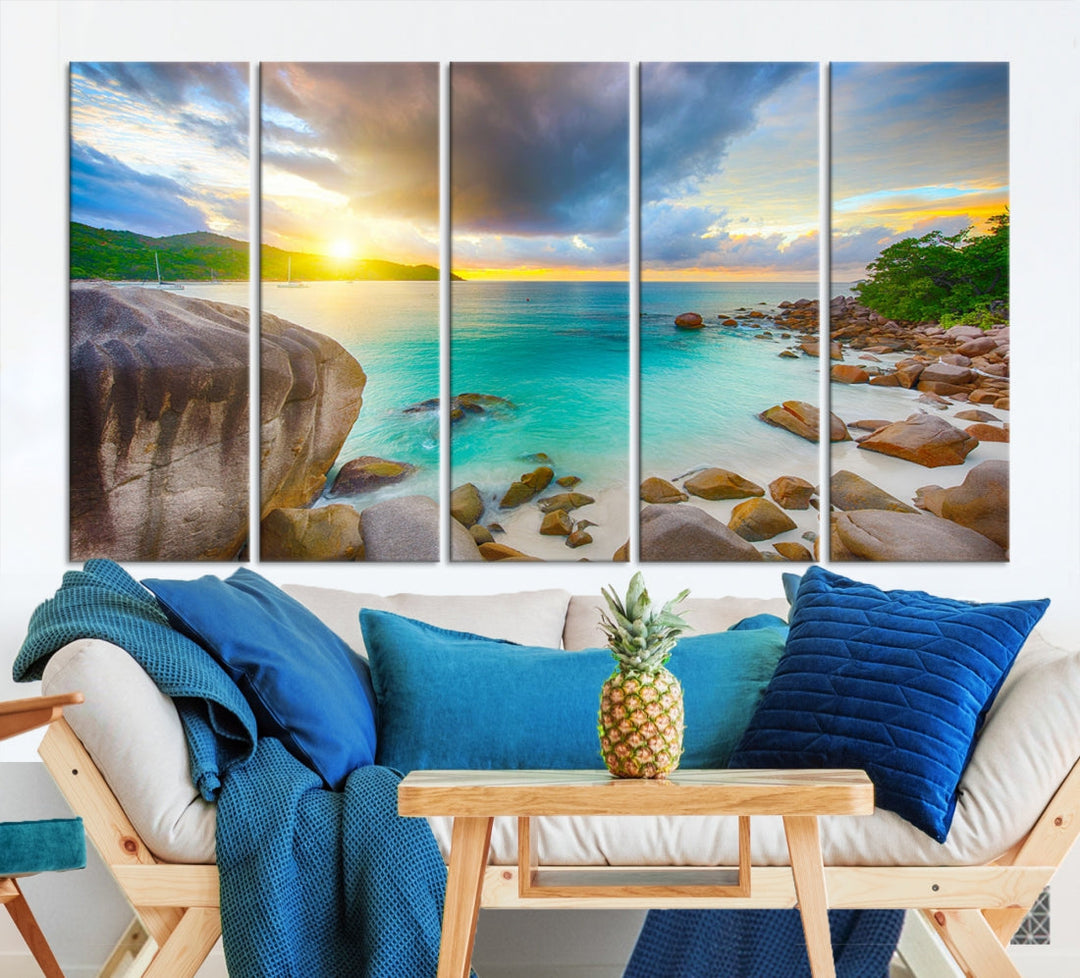 Ocean Beach Canvas Wall Art Beach Canvas, Coastal Sunset Tropical Island Beach