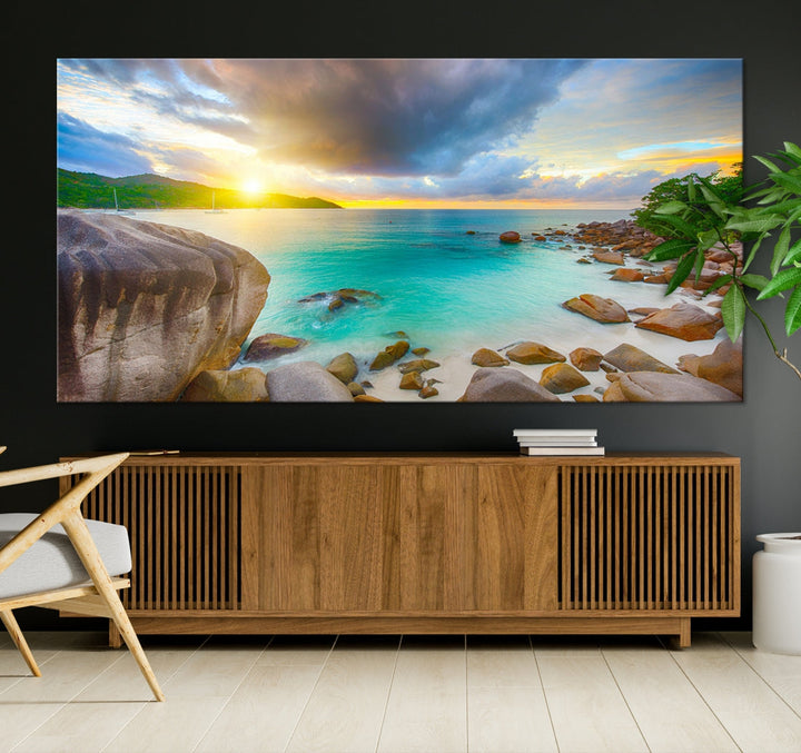 Ocean Beach Canvas Wall Art Beach Canvas, Coastal Sunset Tropical Island Beach