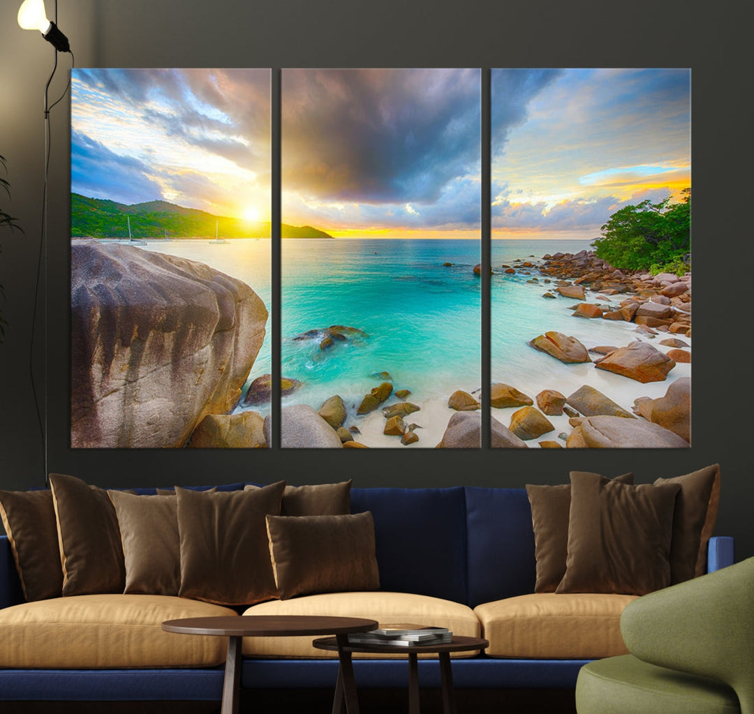 Ocean Beach Canvas Wall Art Beach Canvas, Coastal Sunset Tropical Island Beach