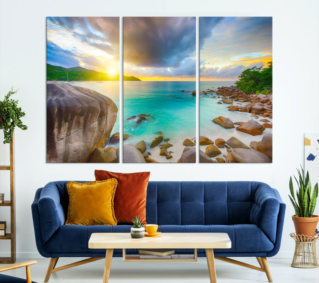 Ocean Beach Canvas Wall Art Beach Canvas, Coastal Sunset Tropical Island Beach