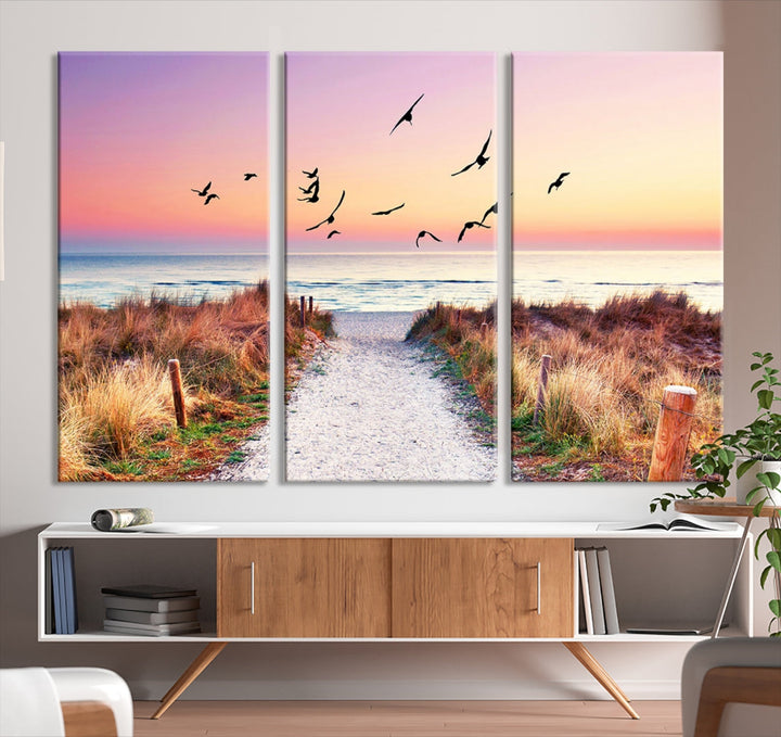 Ocean Beach Canvas Wall Art Beach Canvas Coastal Sunset Tropical Island Beach Sunset Artwork Print