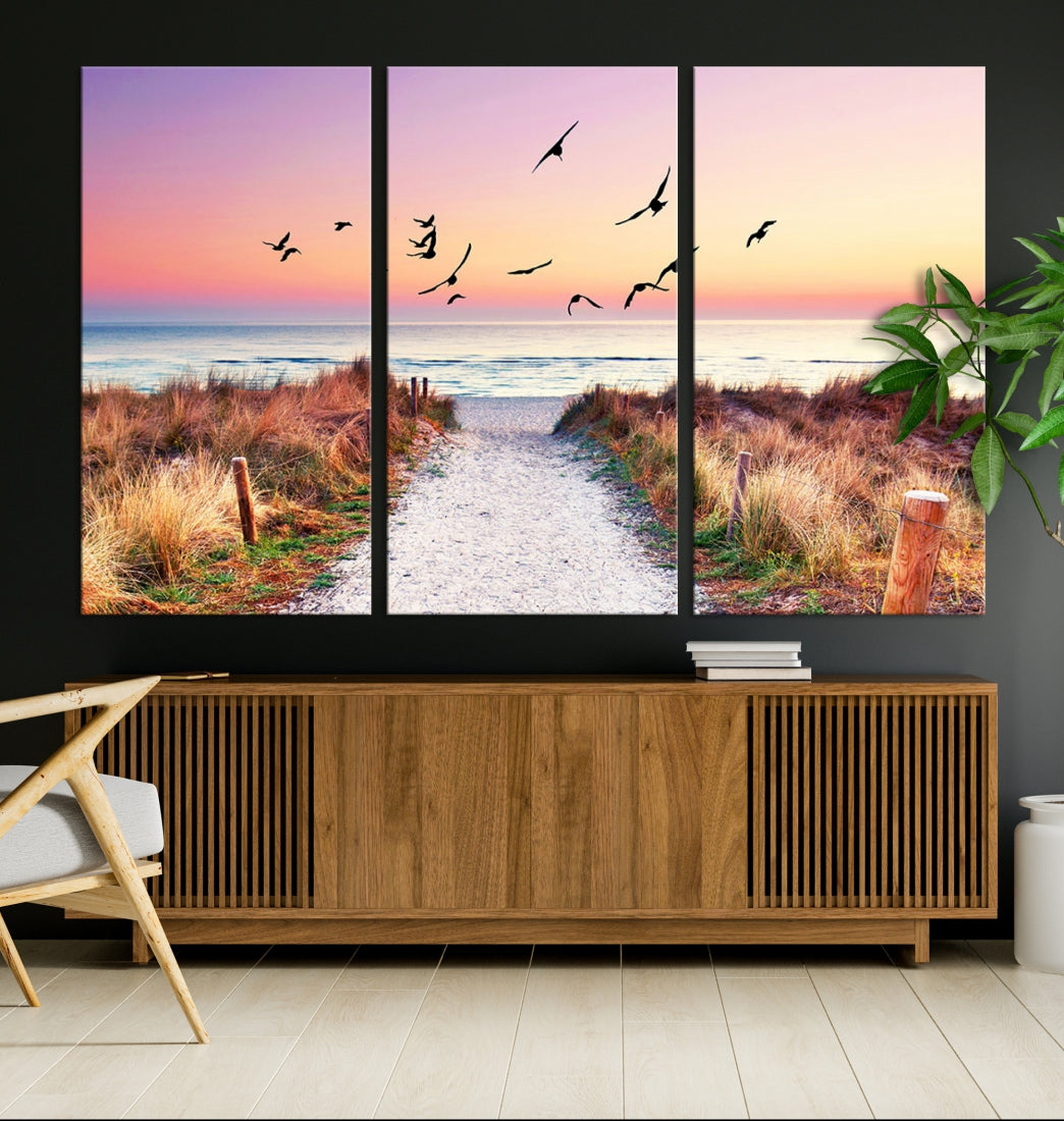 Ocean Beach Canvas Wall Art Beach Canvas Coastal Sunset Tropical Island Beach Sunset Artwork Print