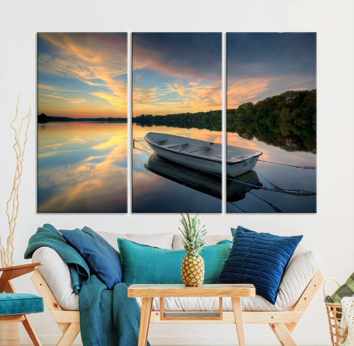 Ocean Beach Canvas Wall Art Beach Canvas, Coastal Sunset Tropical Island Beach Sunset Artwork Print