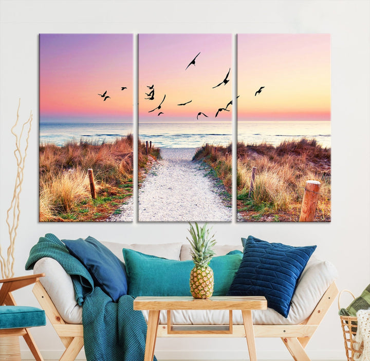 Ocean Beach Canvas Wall Art Beach Canvas Coastal Sunset Tropical Island Beach Sunset Artwork Print