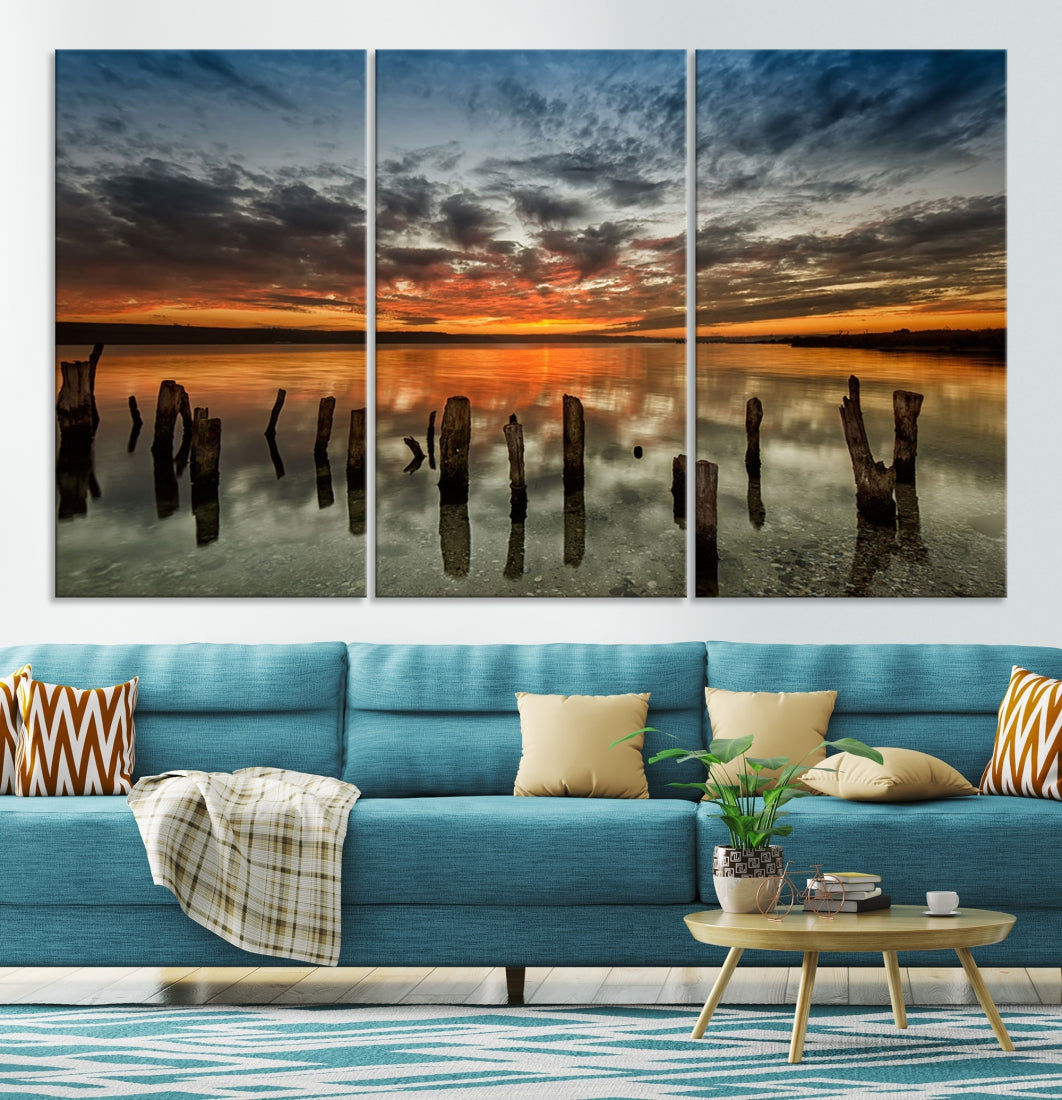 Ocean Beach Canvas Wall Art Beach Canvas, Coastal Sunset Tropical Island Beach Sunset Artwork Print