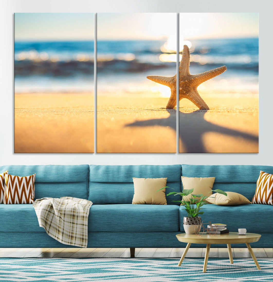 Ocean Beach Canvas Wall Art Beach Canvas, Coastal Sunset Tropical Island Beach Sunset Artwork Print