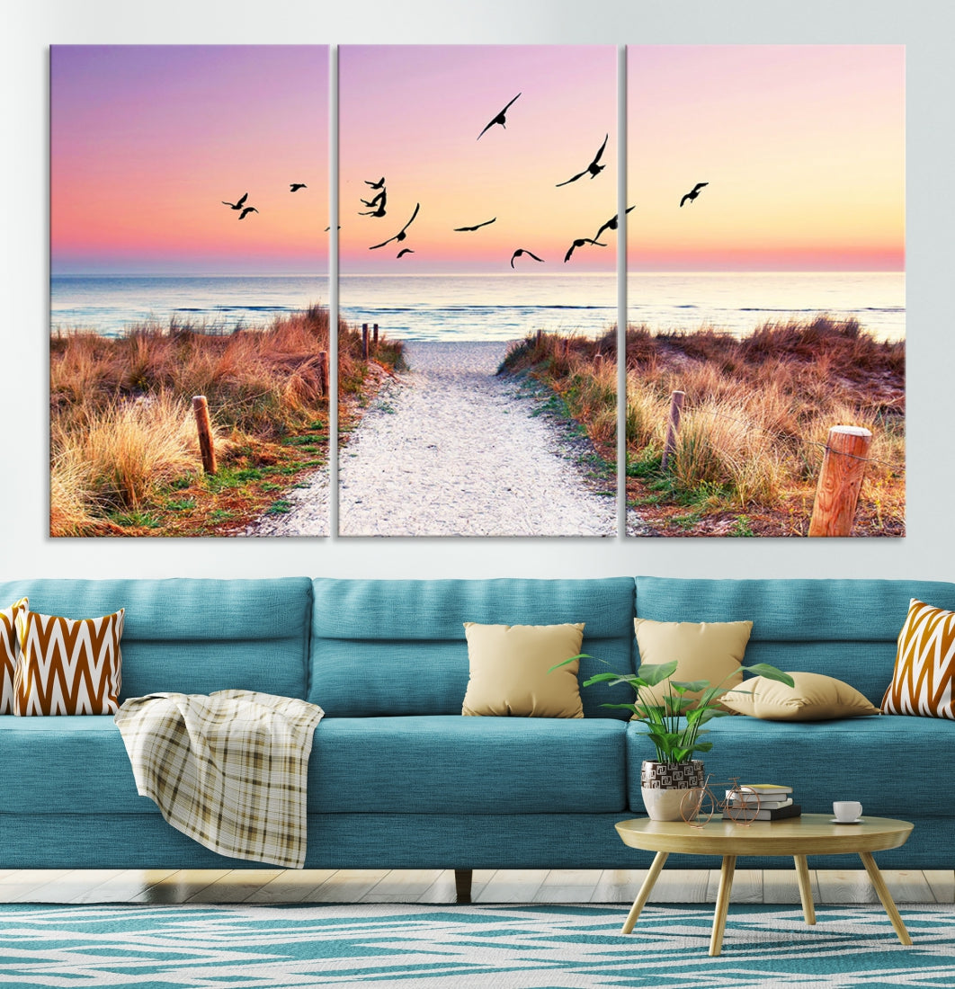 Ocean Beach Canvas Wall Art Beach Canvas Coastal Sunset Tropical Island Beach Sunset Artwork Print