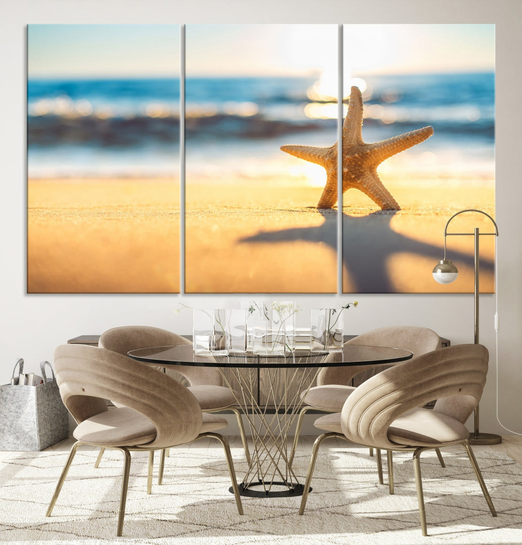 Ocean Beach Canvas Wall Art Beach Canvas, Coastal Sunset Tropical Island Beach Sunset Artwork Print