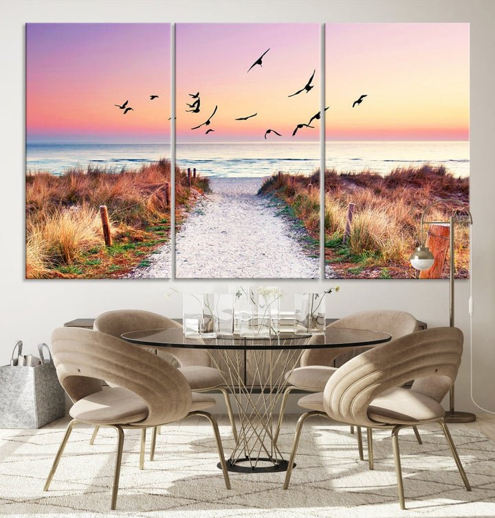 Ocean Beach Canvas Wall Art Beach Canvas Coastal Sunset Tropical Island Beach Sunset Artwork Print