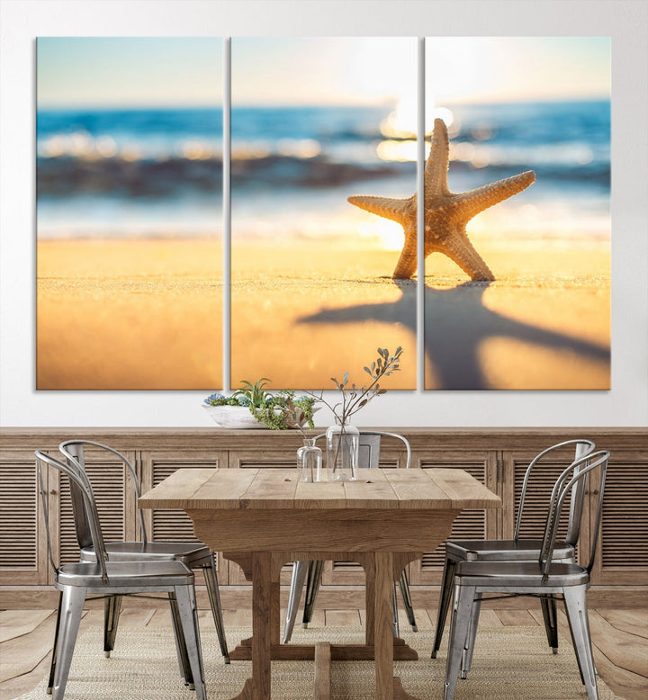 Ocean Beach Canvas Wall Art Beach Canvas, Coastal Sunset Tropical Island Beach Sunset Artwork Print