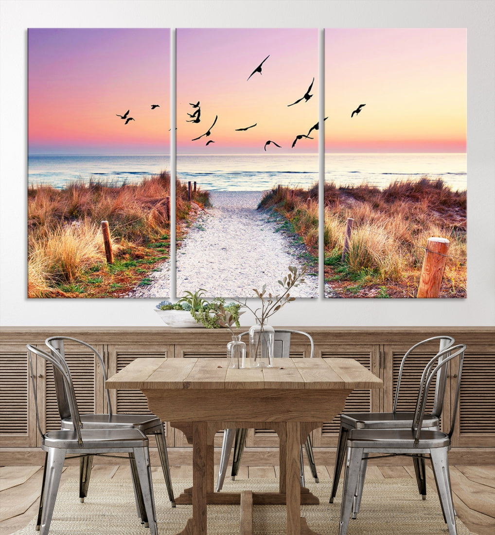 Ocean Beach Canvas Wall Art Beach Canvas Coastal Sunset Tropical Island Beach Sunset Artwork Print