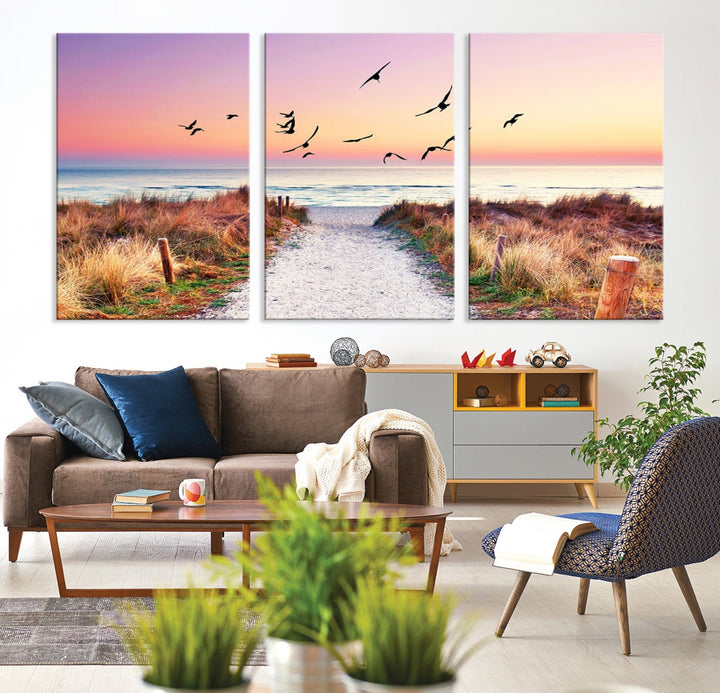 Ocean Beach Canvas Wall Art Beach Canvas Coastal Sunset Tropical Island Beach Sunset Artwork Print