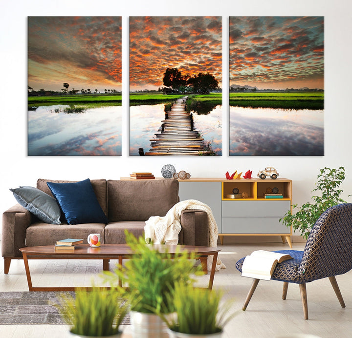 Ocean Beach Canvas Wall Art Beach Canvas, Coastal Sunset Tropical Island Beach Sunset Artwork Print