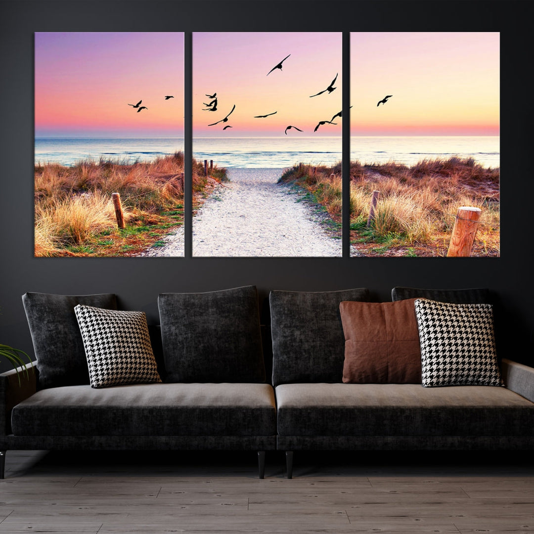 Ocean Beach Canvas Wall Art Beach Canvas Coastal Sunset Tropical Island Beach Sunset Artwork Print