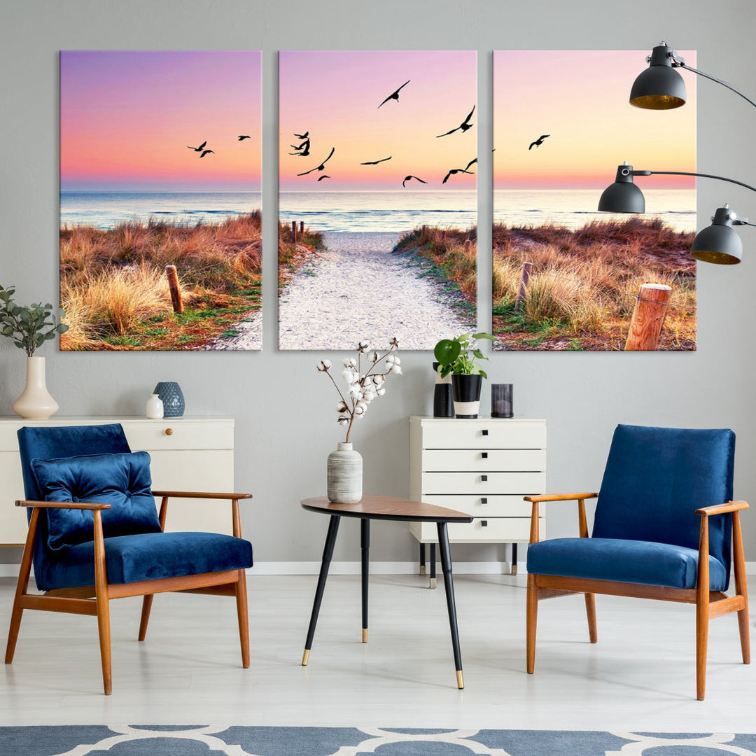 Ocean Beach Canvas Wall Art Beach Canvas Coastal Sunset Tropical Island Beach Sunset Artwork Print